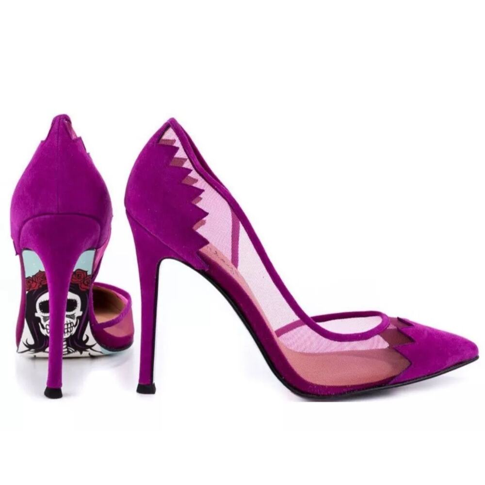 Taylor Says Frosted Plum Mesh Pump Pointed Toe Sz 9.5M Heels whimsigoth Stiletto